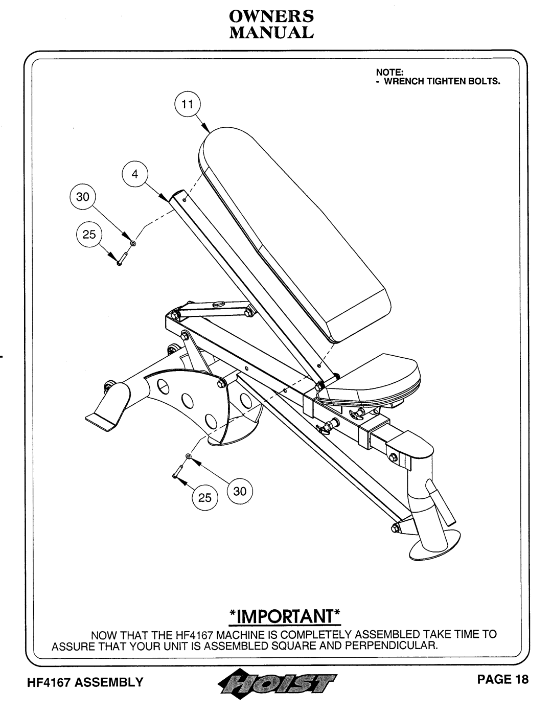 Hoist Fitness HF4167 owner manual 