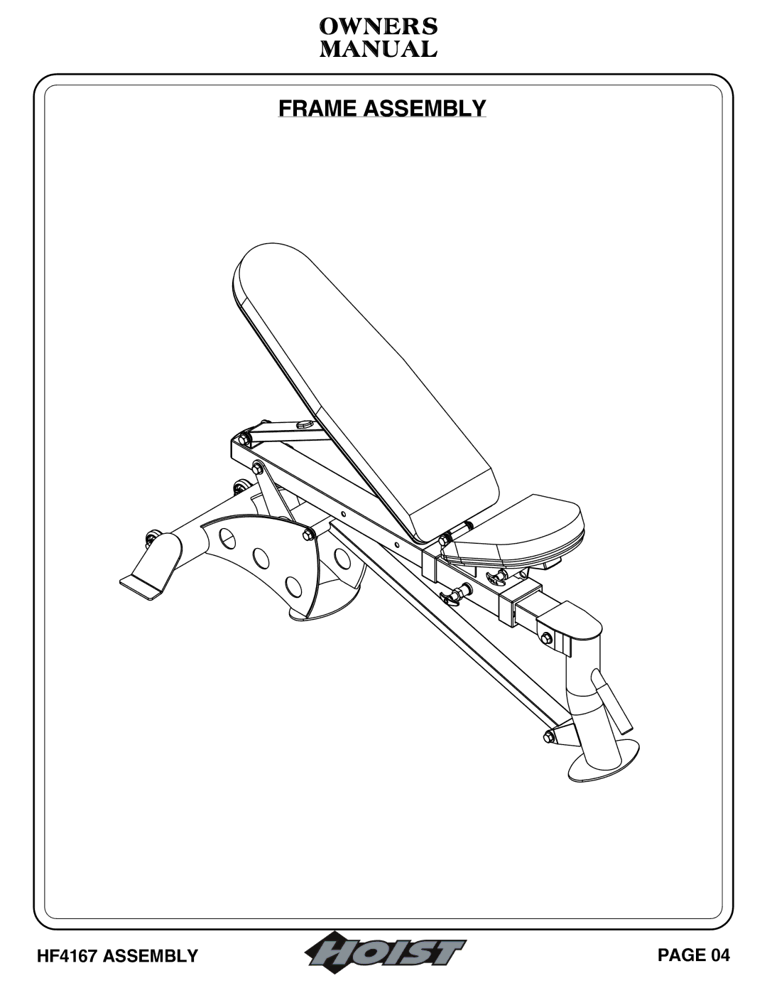 Hoist Fitness HF4167 owner manual Frame Assembly 