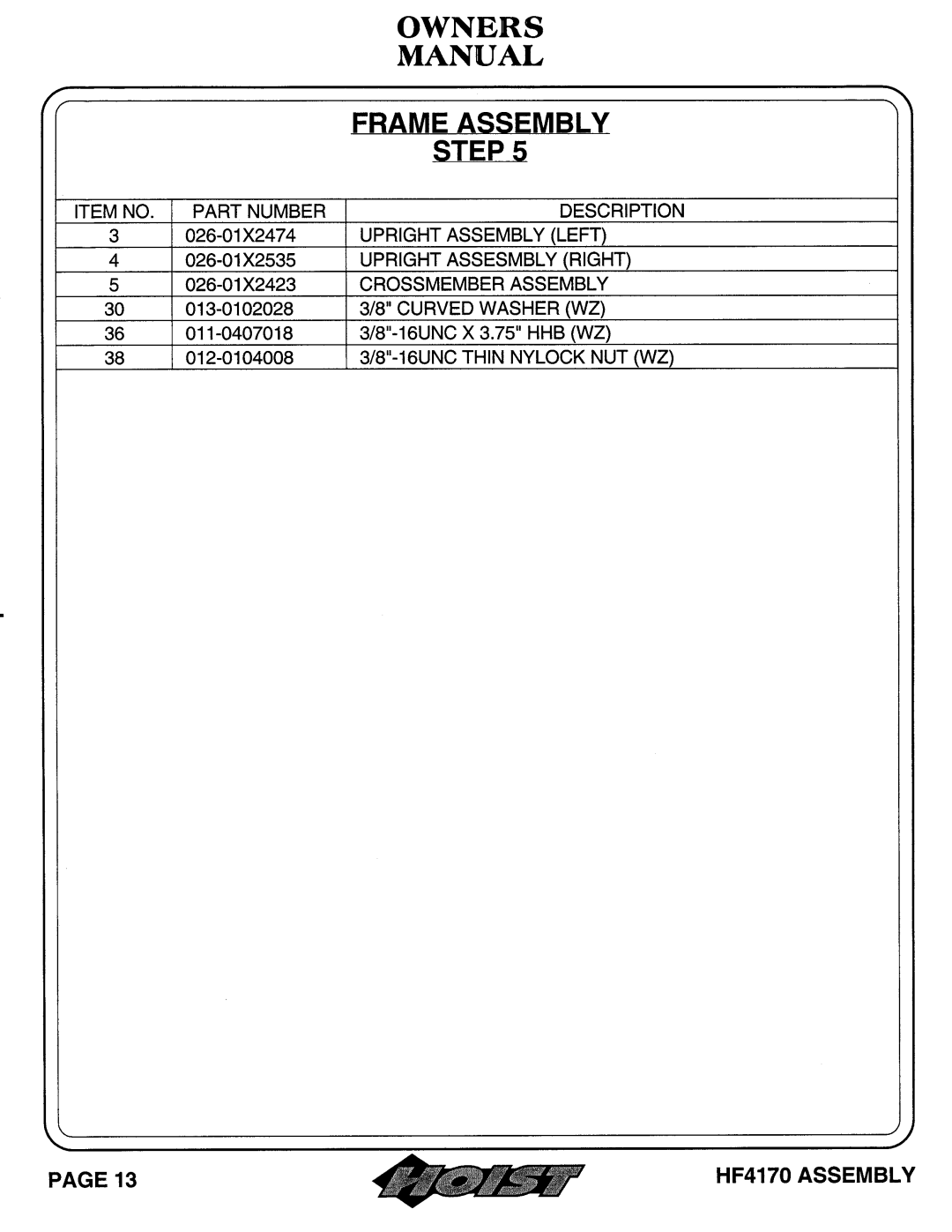 Hoist Fitness HF4170 owner manual 