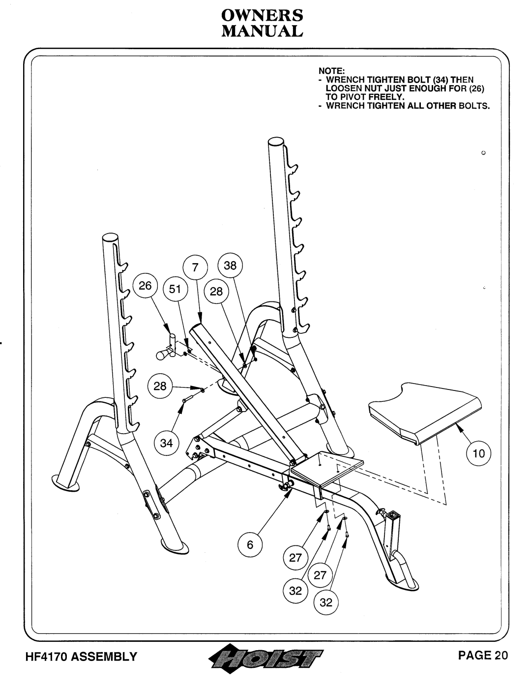 Hoist Fitness HF4170 owner manual 