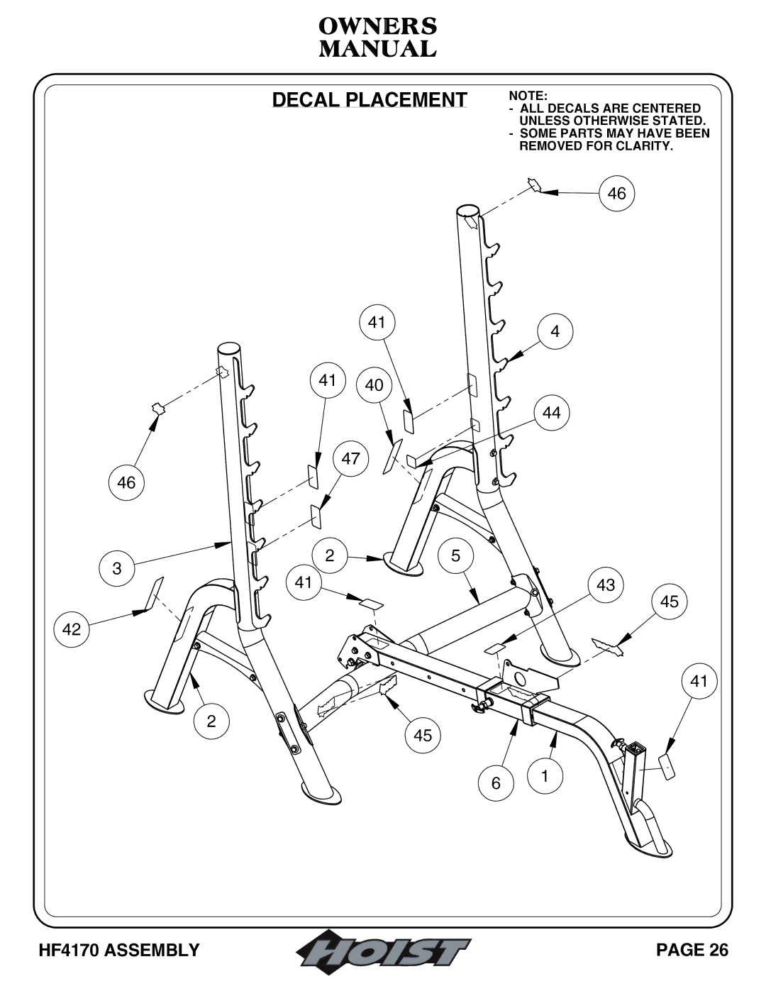 Hoist Fitness owner manual HF4170 Assembly 