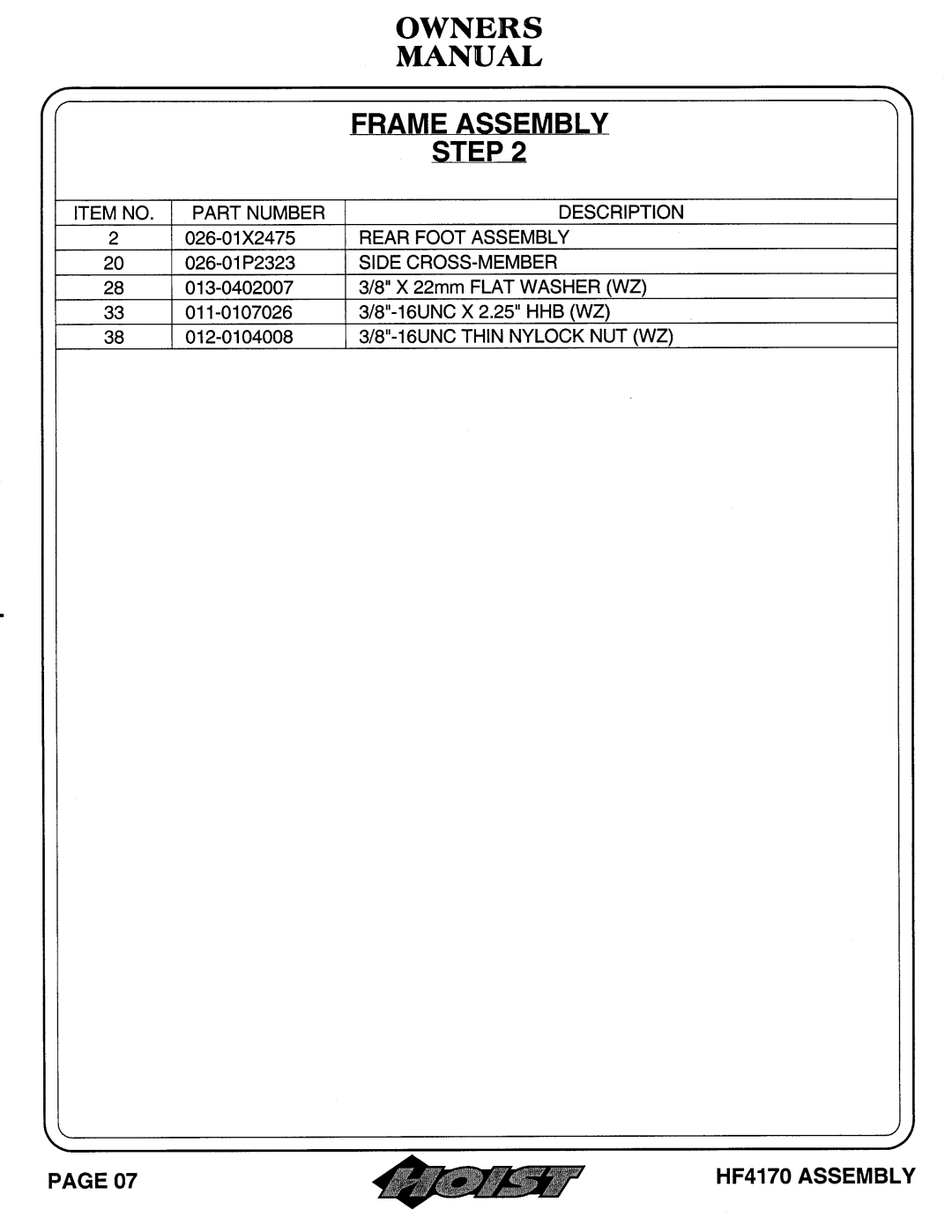 Hoist Fitness HF4170 owner manual 