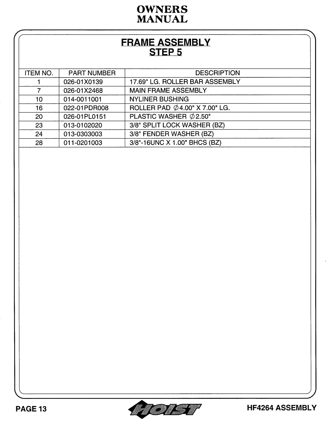 Hoist Fitness HF4264 owner manual 