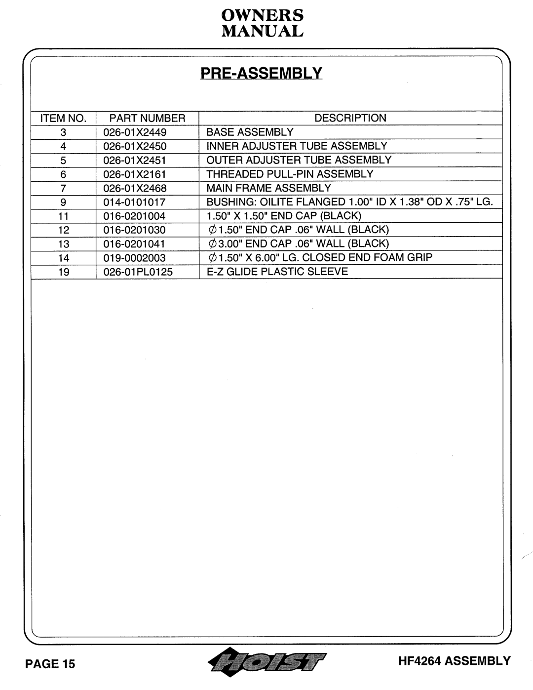 Hoist Fitness HF4264 owner manual 