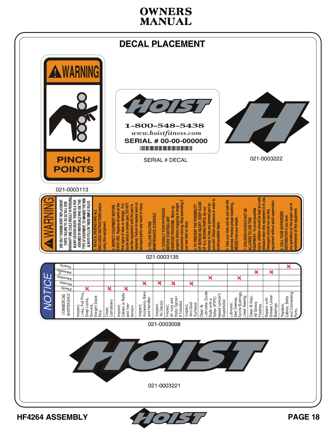 Hoist Fitness owner manual HF4264 Assembly 