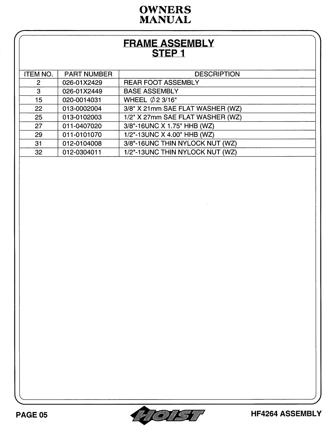 Hoist Fitness HF4264 owner manual 