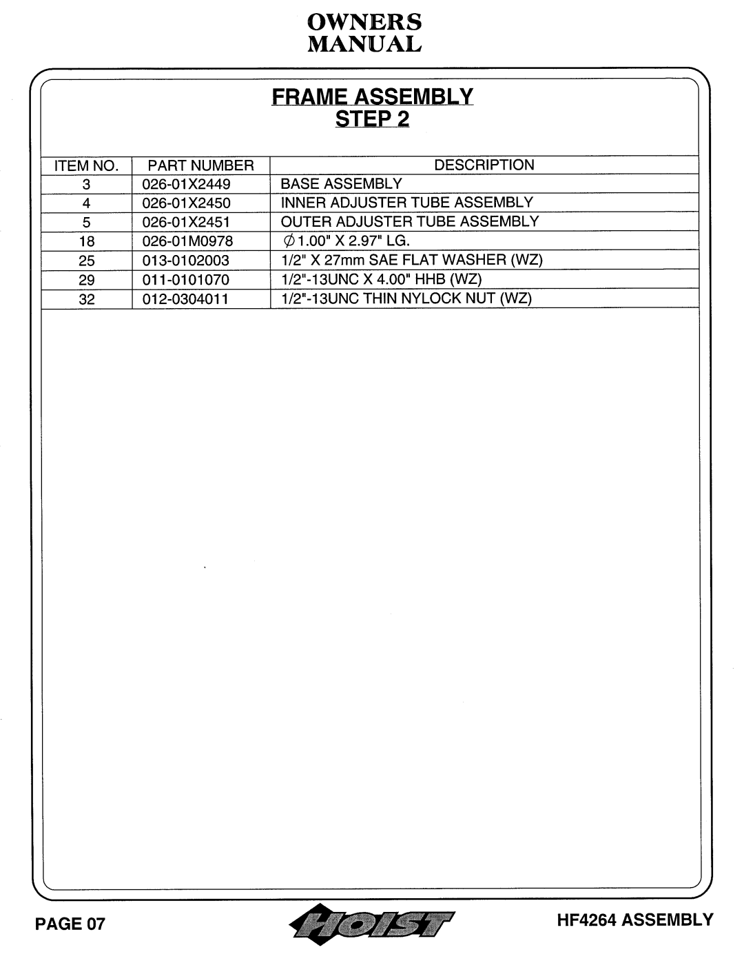 Hoist Fitness HF4264 owner manual 