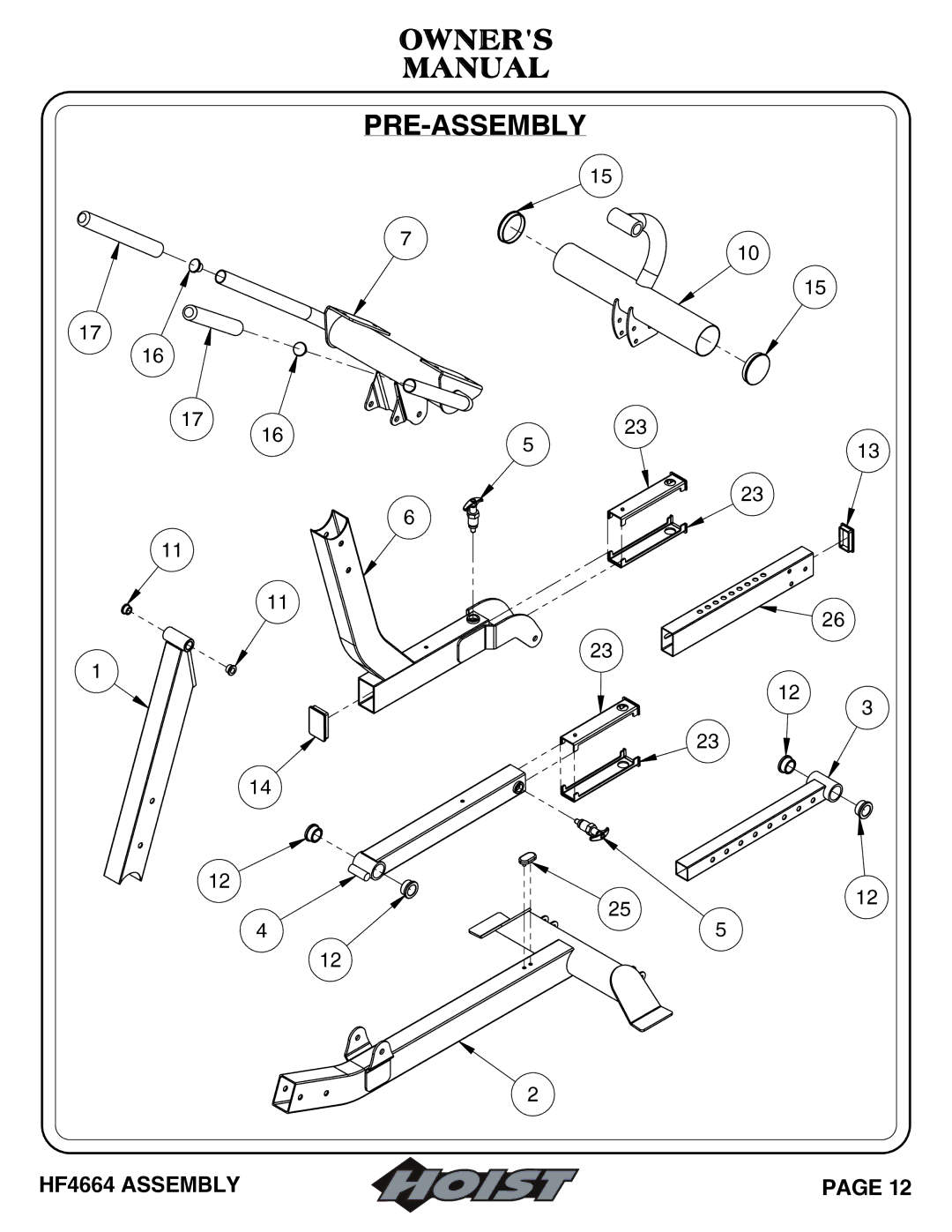 Hoist Fitness HF4664 owner manual Owners Manual PRE-ASSEMBLY 