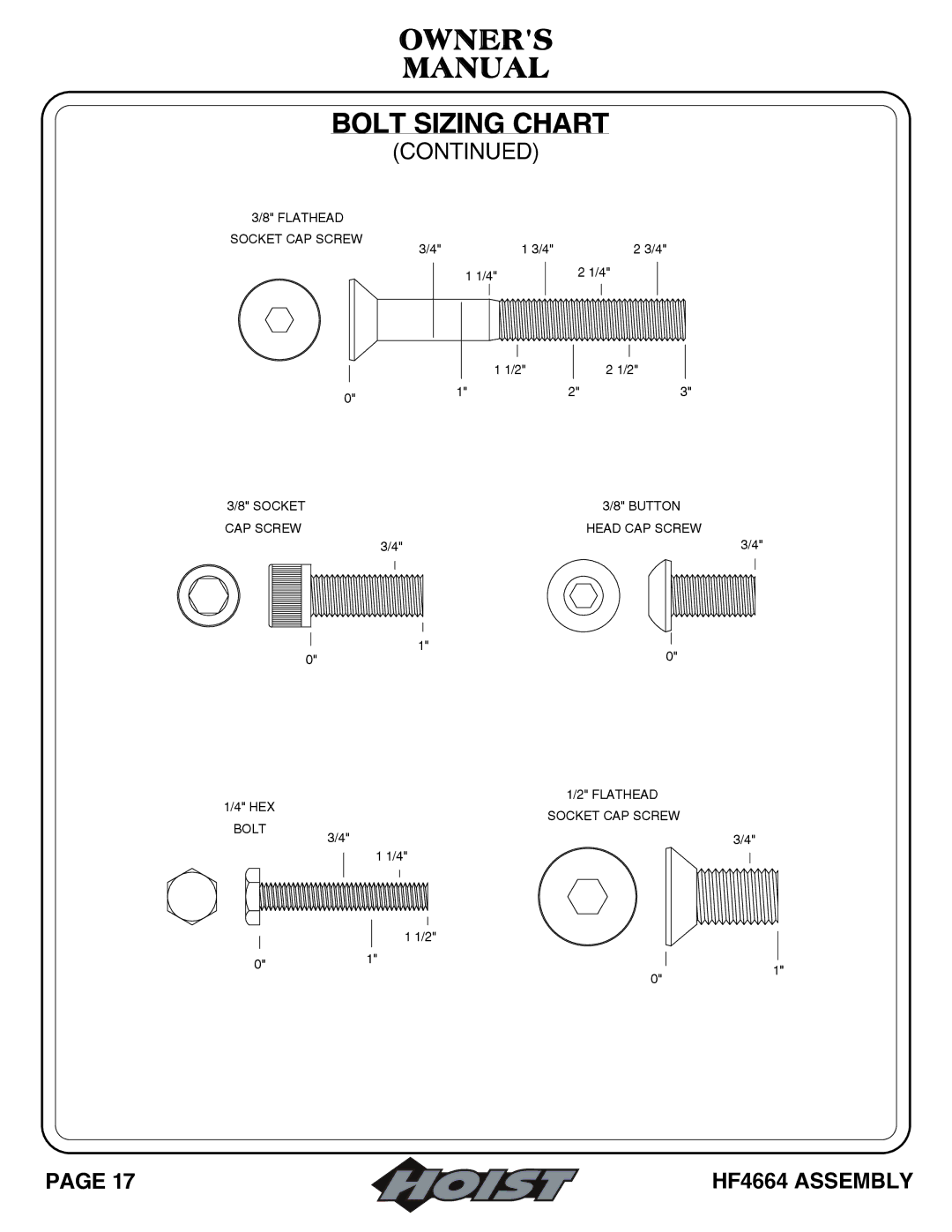 Hoist Fitness HF4664 owner manual Flathead Socket CAP Screw 