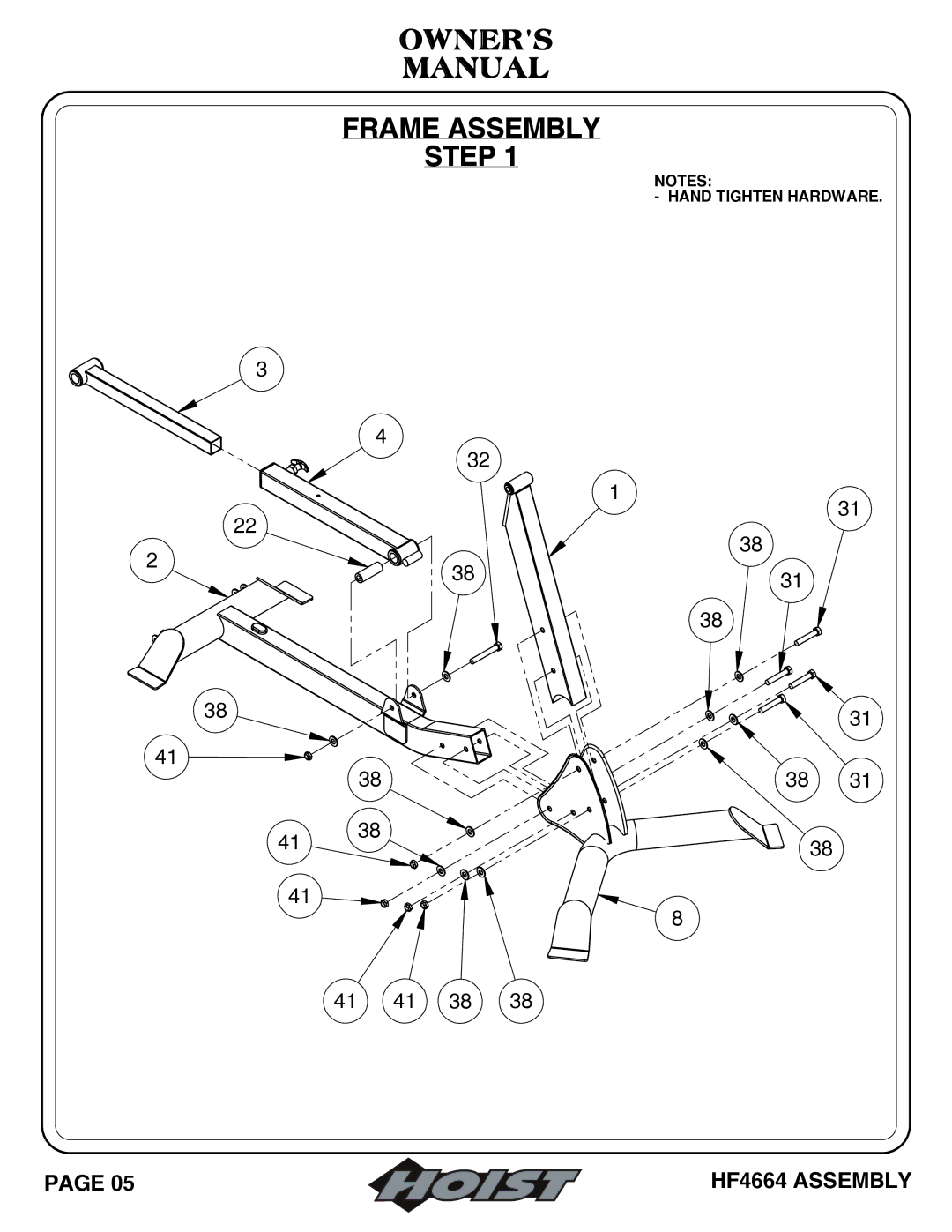 Hoist Fitness HF4664 owner manual Owners Manual Frame Assembly Step 