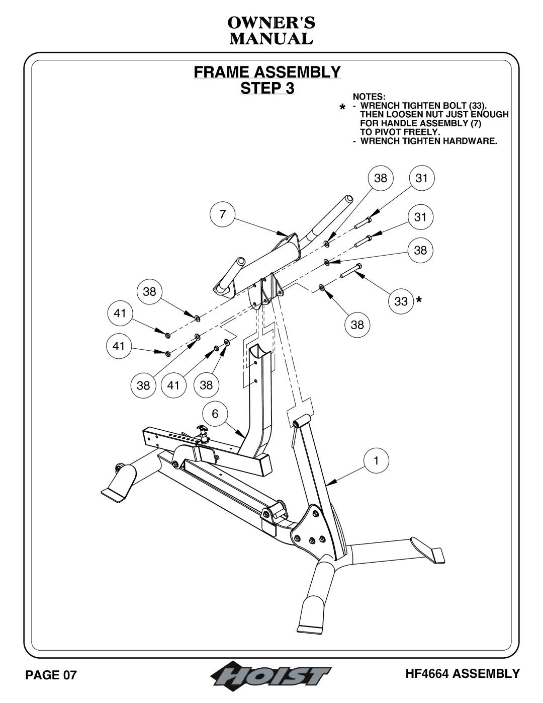 Hoist Fitness HF4664 owner manual 38 41 