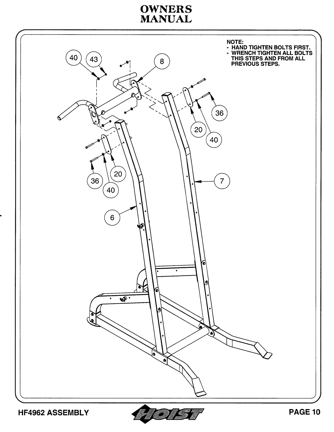 Hoist Fitness HF4962 owner manual 