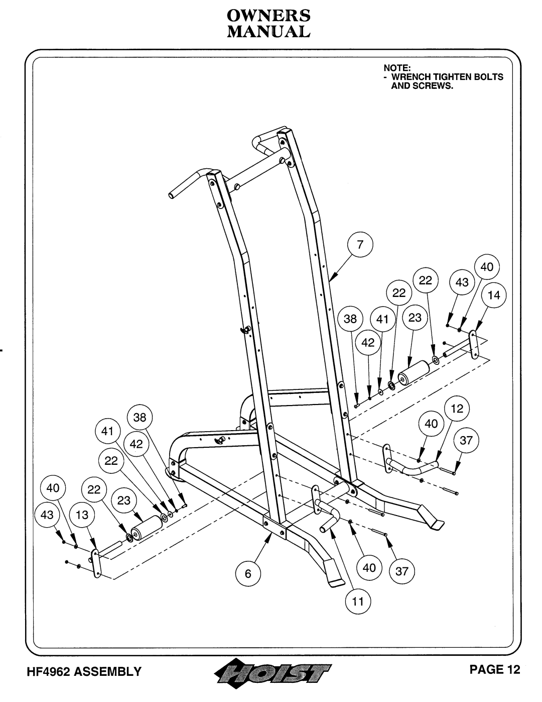 Hoist Fitness HF4962 owner manual 