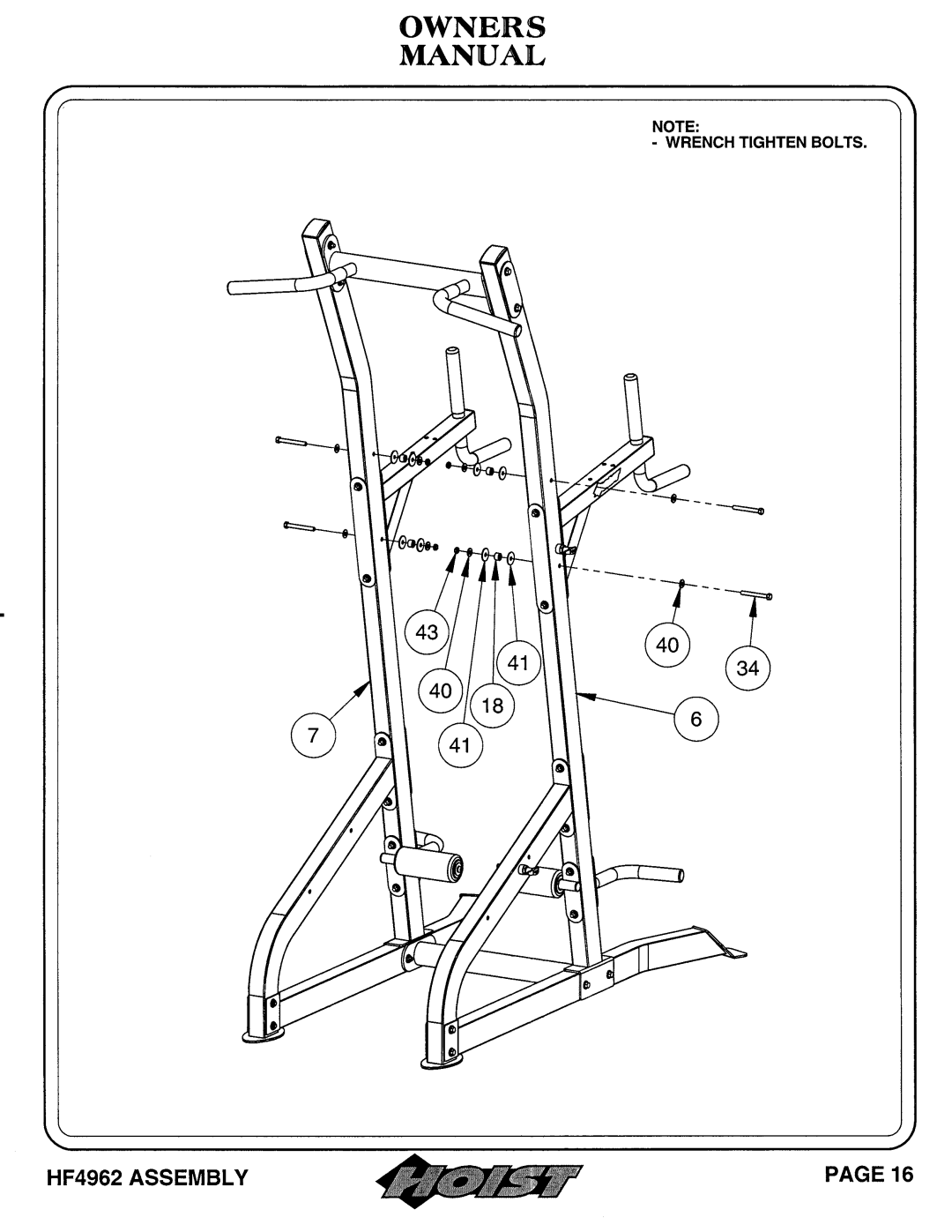 Hoist Fitness HF4962 owner manual 