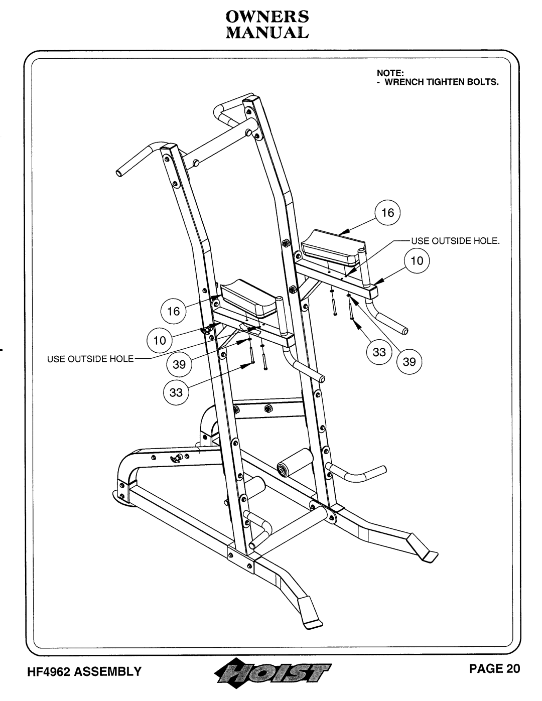 Hoist Fitness HF4962 owner manual 