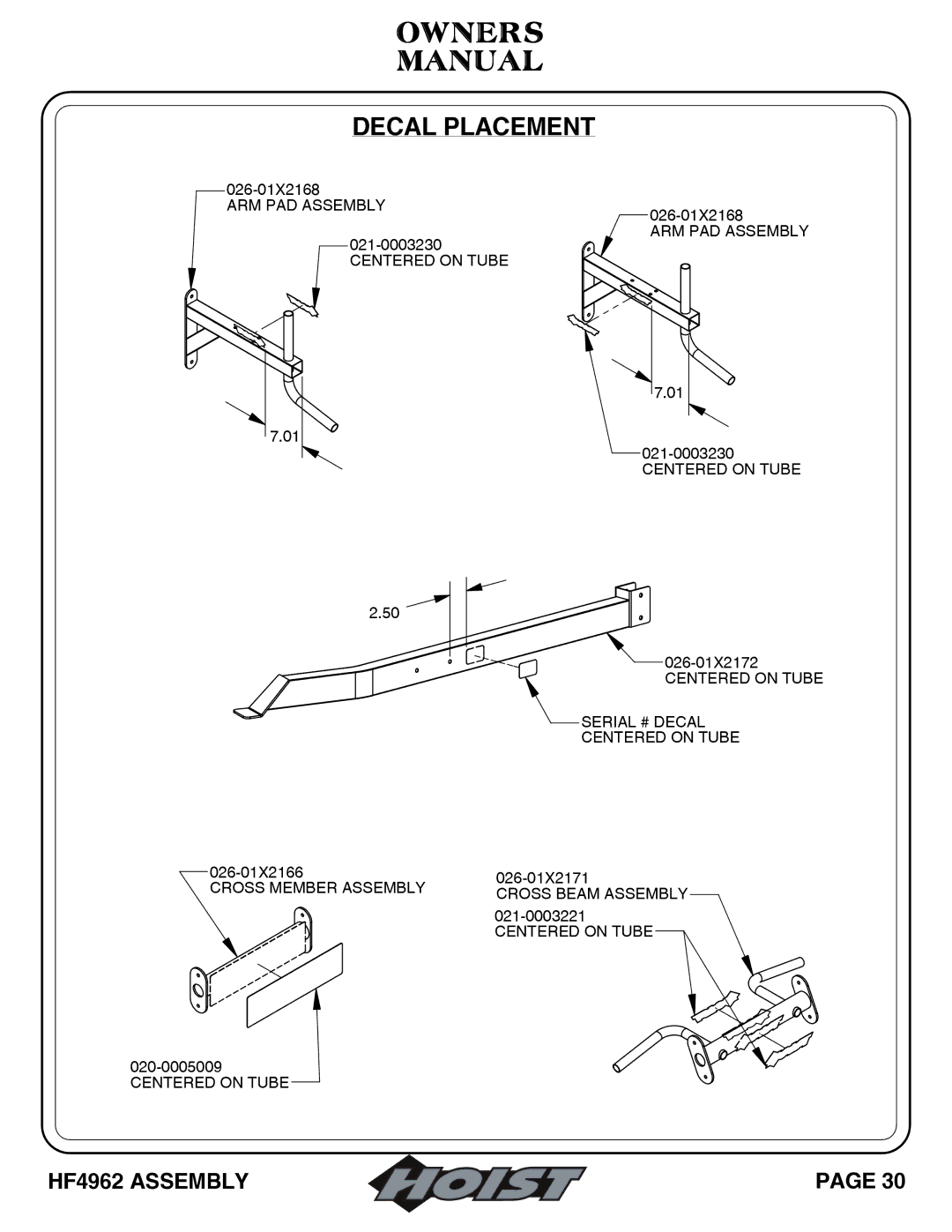 Hoist Fitness HF4962 owner manual ARM PAD Assembly 