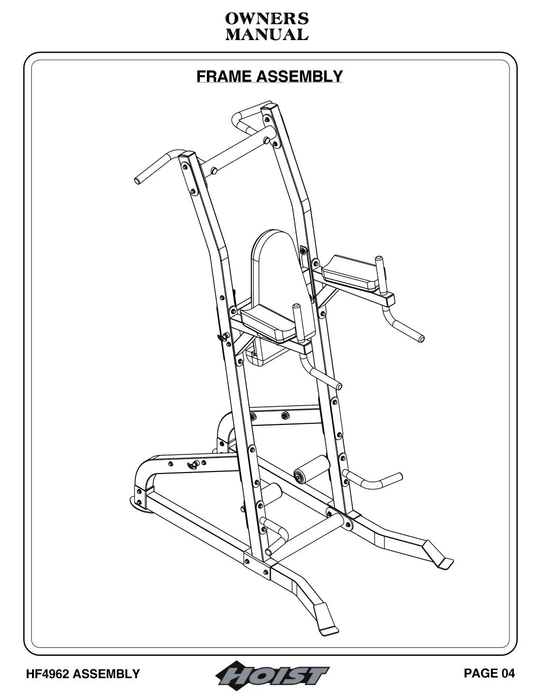 Hoist Fitness HF4962 owner manual Frame Assembly 