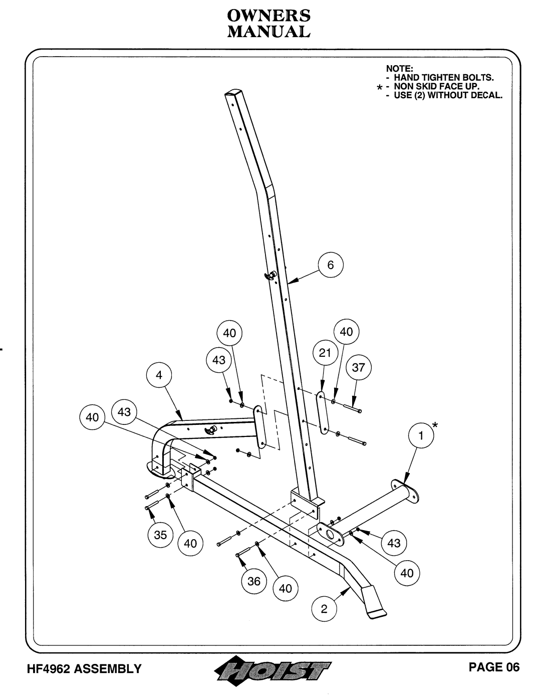 Hoist Fitness HF4962 owner manual 