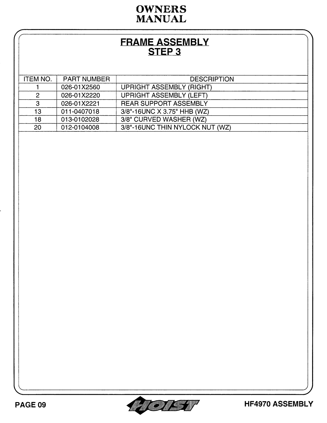 Hoist Fitness hf4970 owner manual 