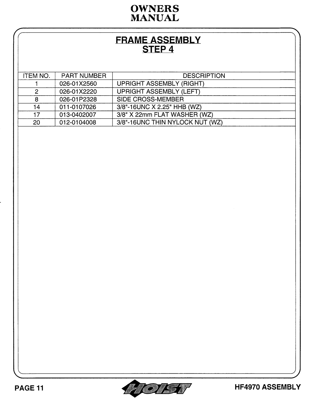 Hoist Fitness hf4970 owner manual 