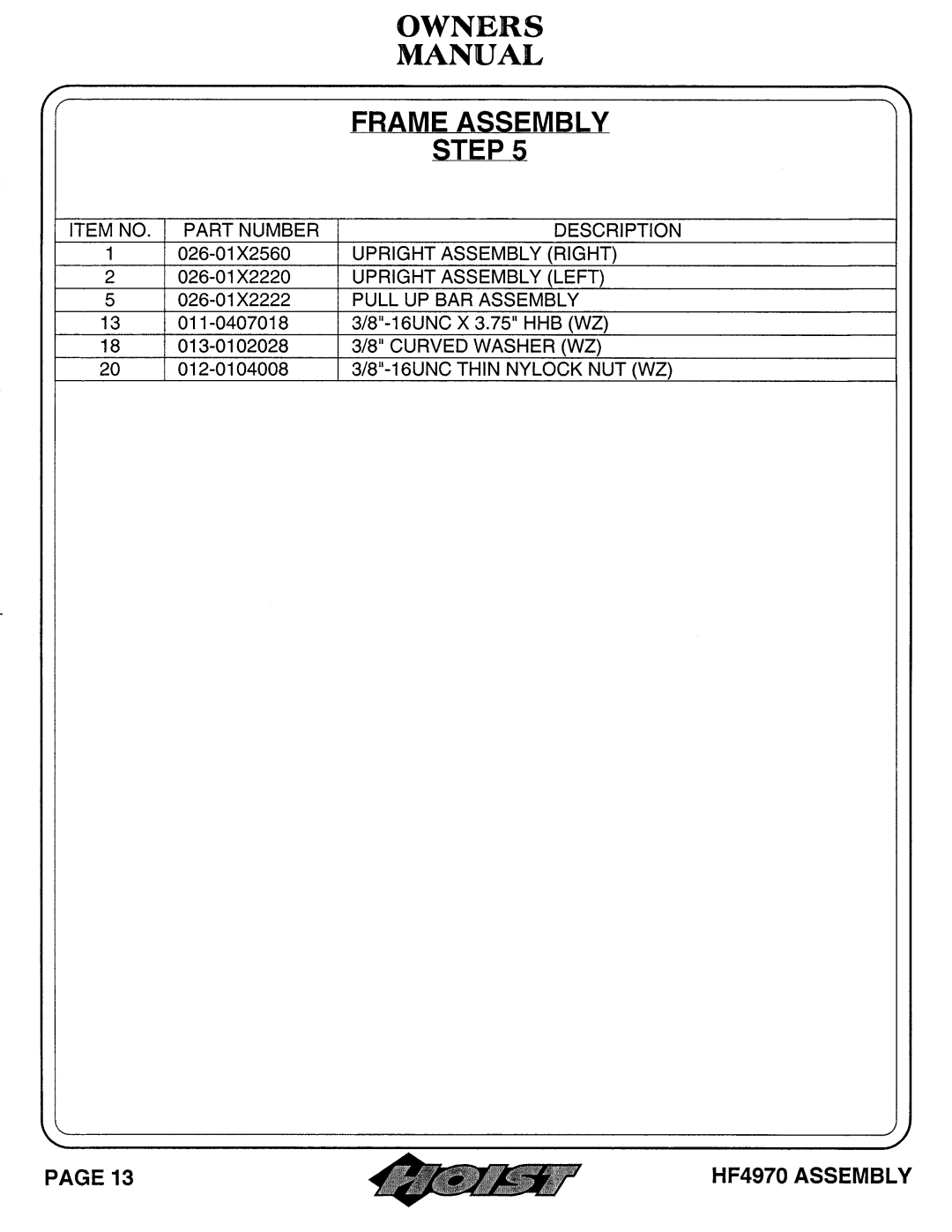 Hoist Fitness hf4970 owner manual 