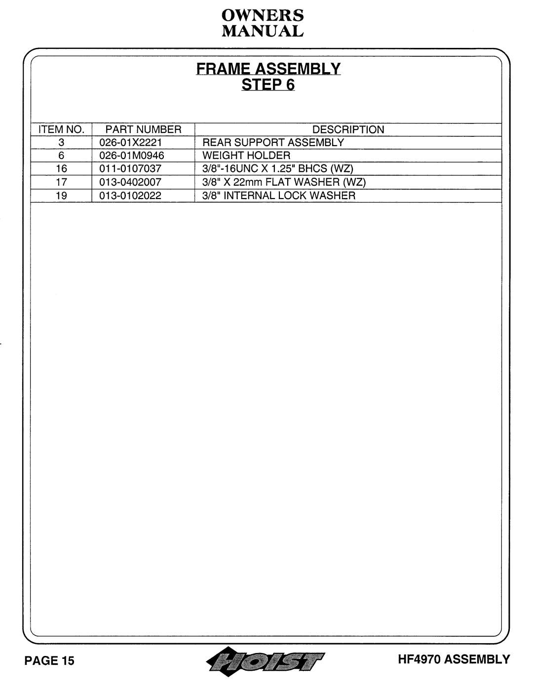 Hoist Fitness hf4970 owner manual 