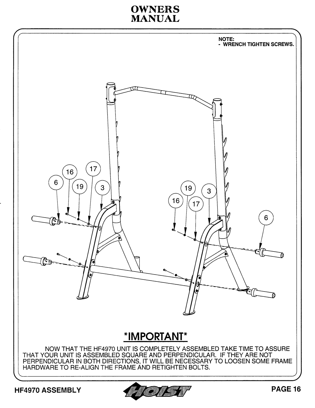 Hoist Fitness hf4970 owner manual 