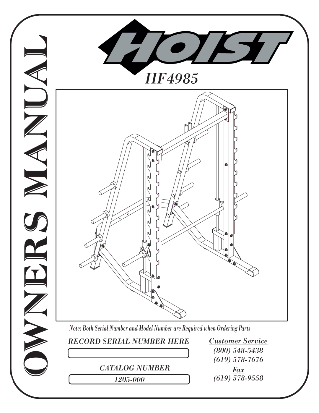 Hoist Fitness HF4985 owner manual 