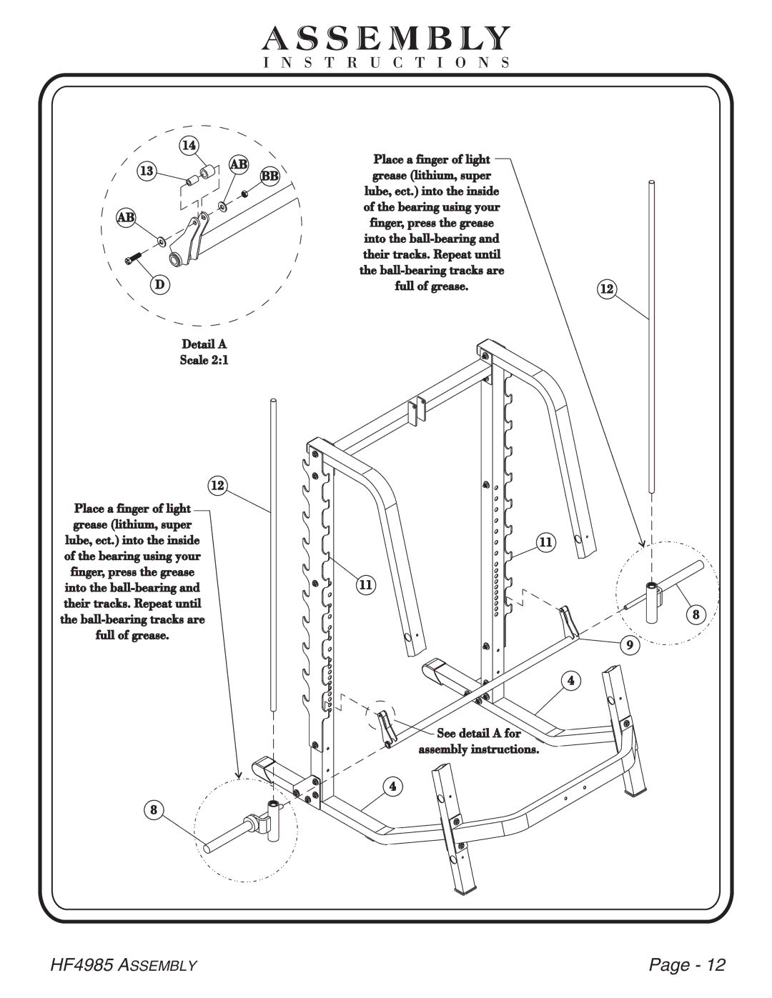 Hoist Fitness HF4985 owner manual 13BB 