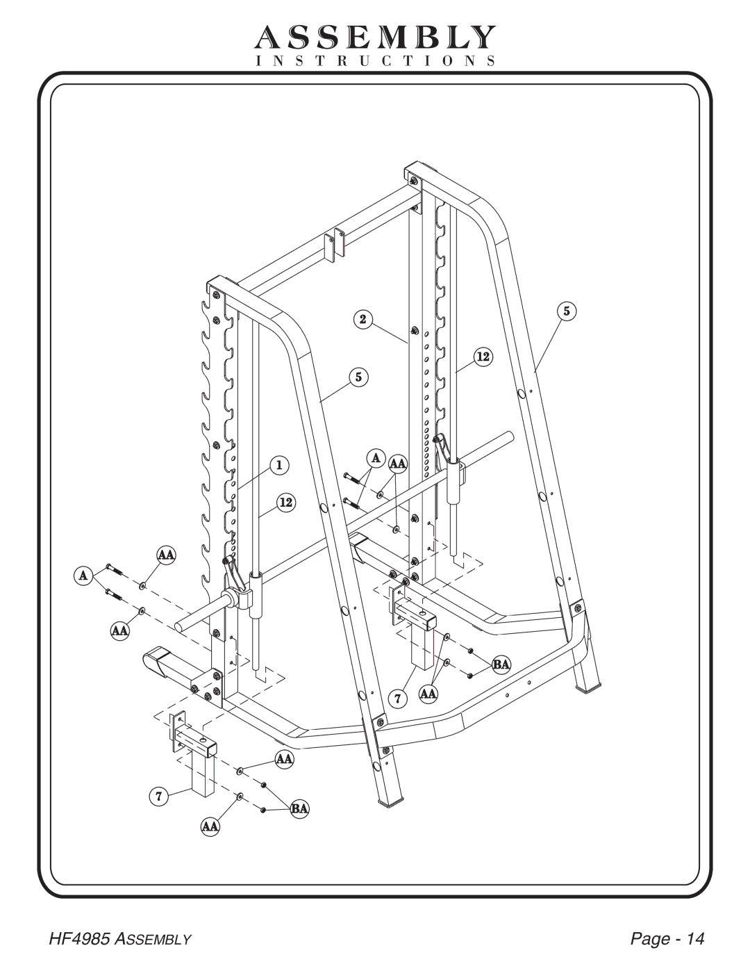 Hoist Fitness HF4985 owner manual Ss E M B Ly 