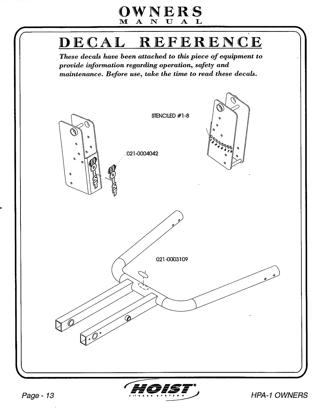 Hoist Fitness HPA-1 owner manual 