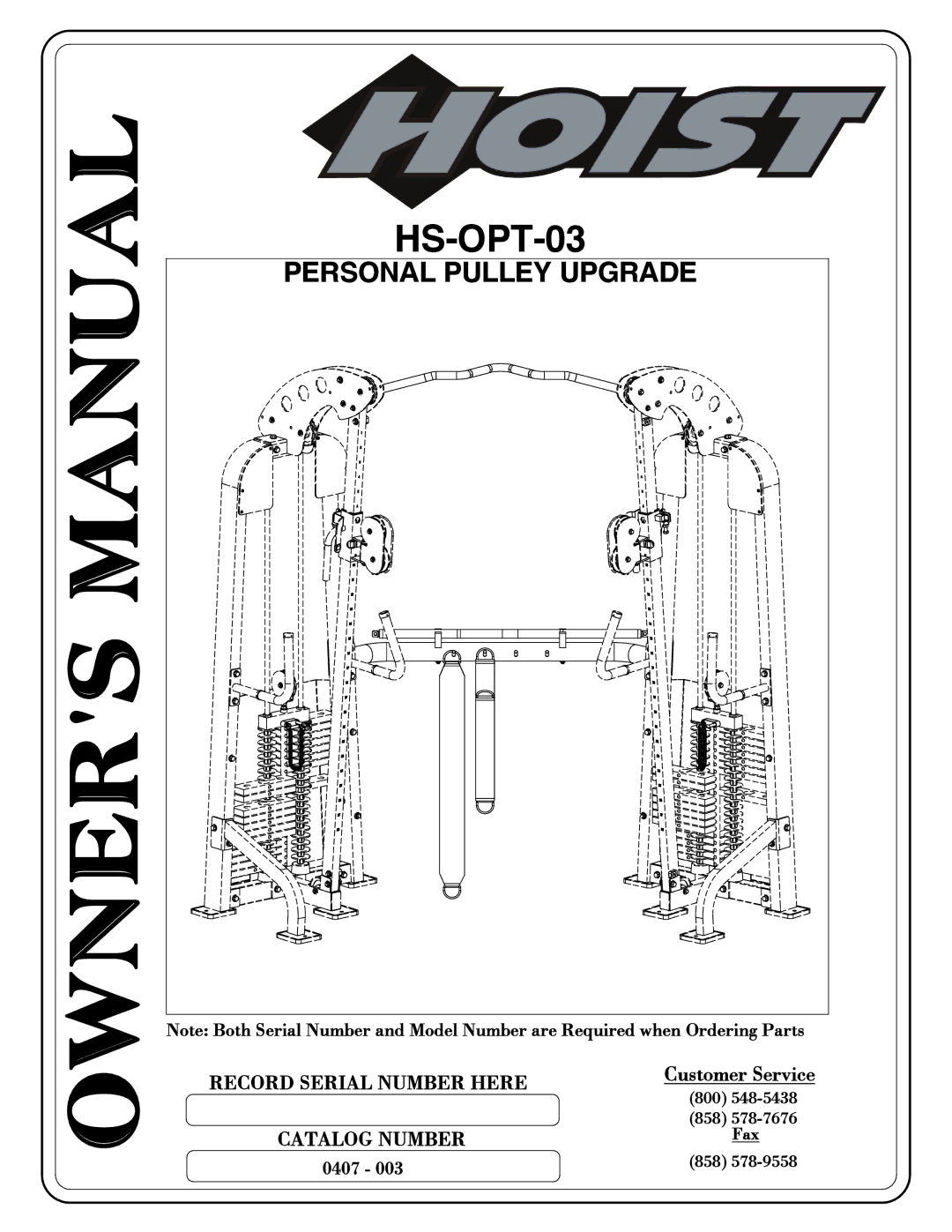 Hoist Fitness HS-OPT-03 owner manual 