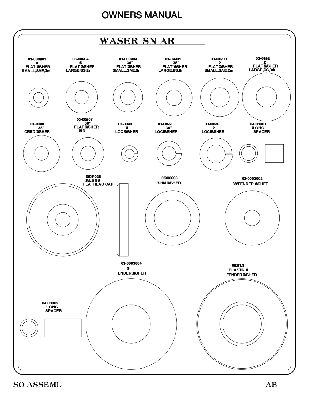 Hoist Fitness HS-OPT-03 owner manual Washer Sizing Chart 