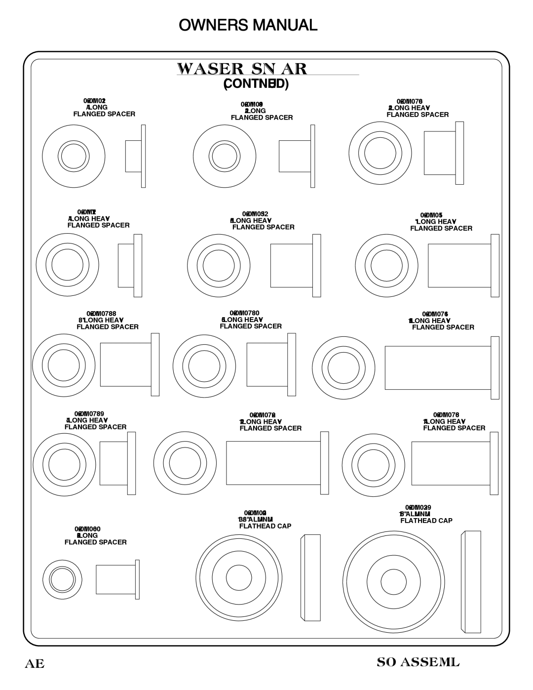 Hoist Fitness HS-OPT-03 owner manual 026-01M211T 1/4 Long Heavy Flanged Spacer 