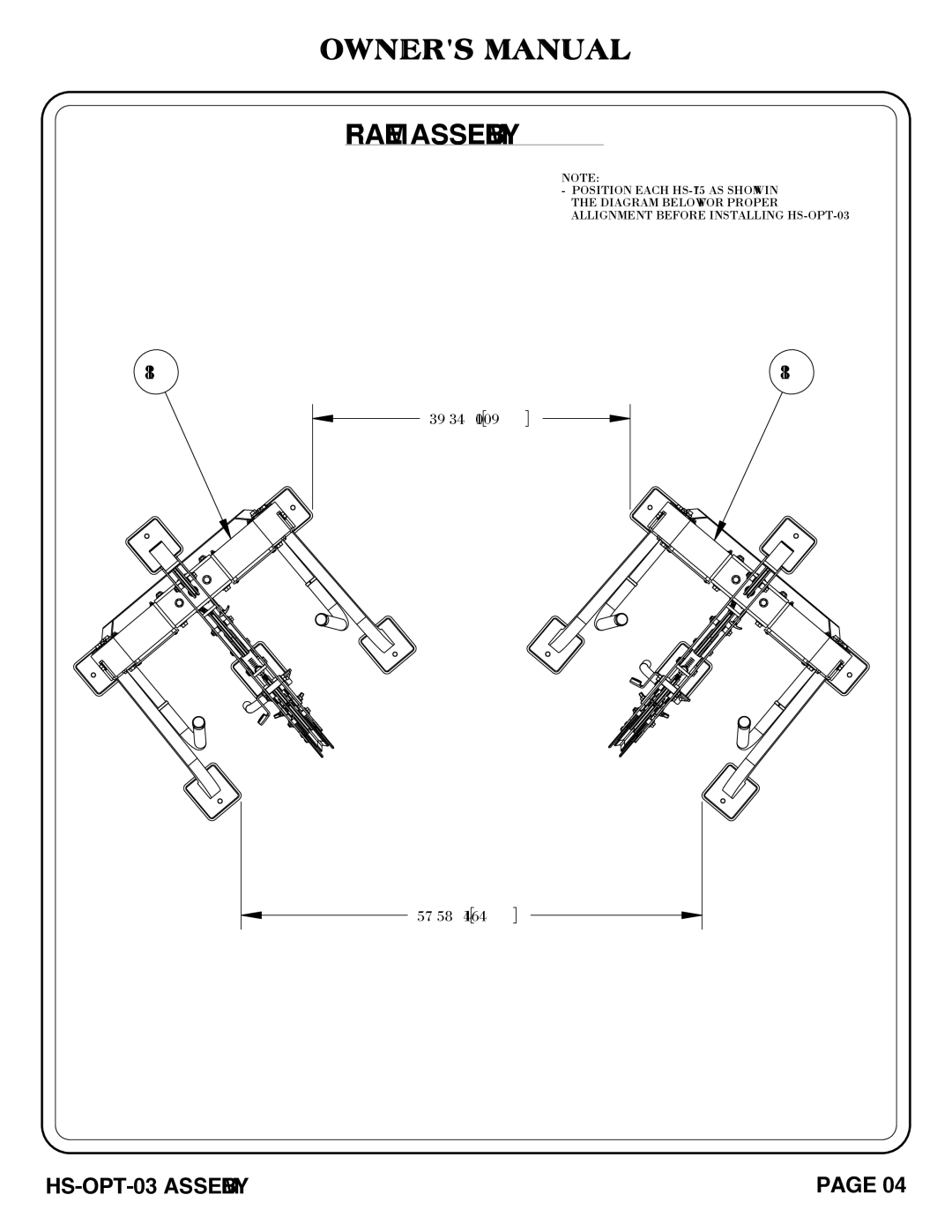 Hoist Fitness HS-OPT-03 owner manual Frame Assembly 