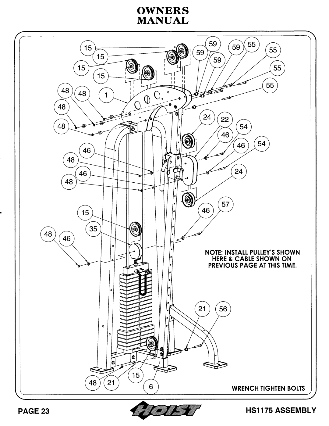 Hoist Fitness HS1175 owner manual 