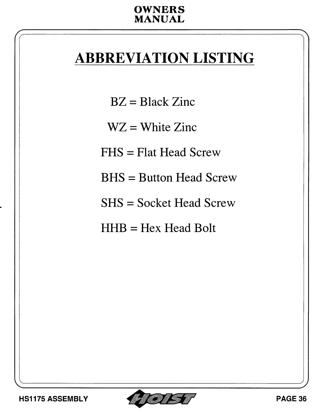 Hoist Fitness HS1175 owner manual 