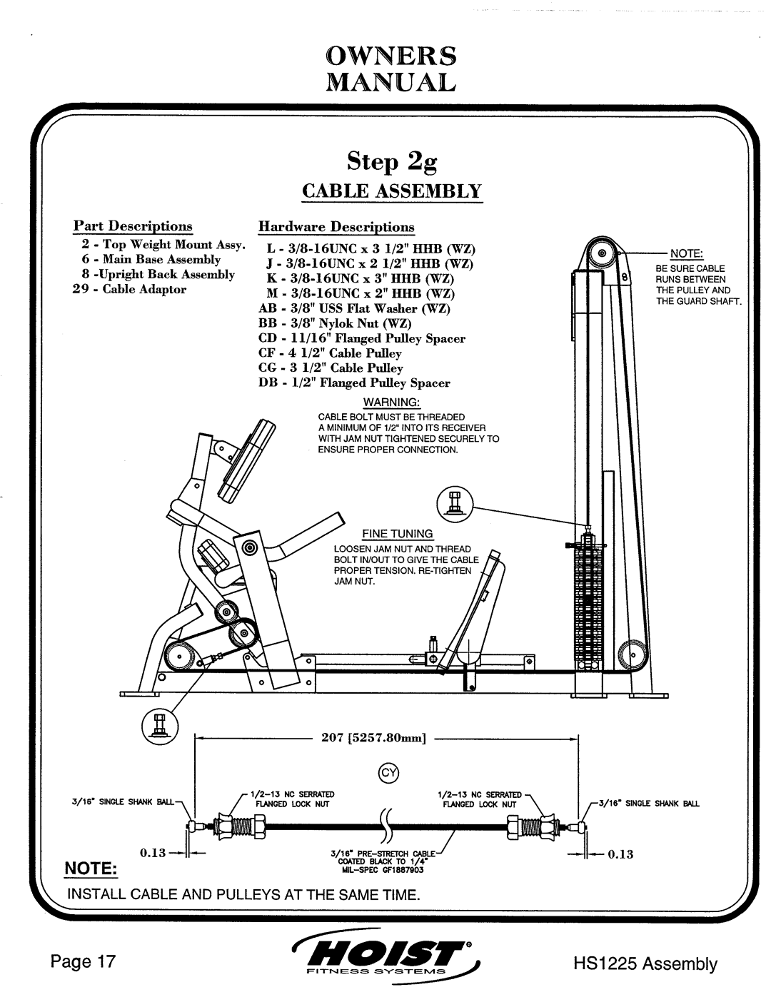 Hoist Fitness HS1225 manual 