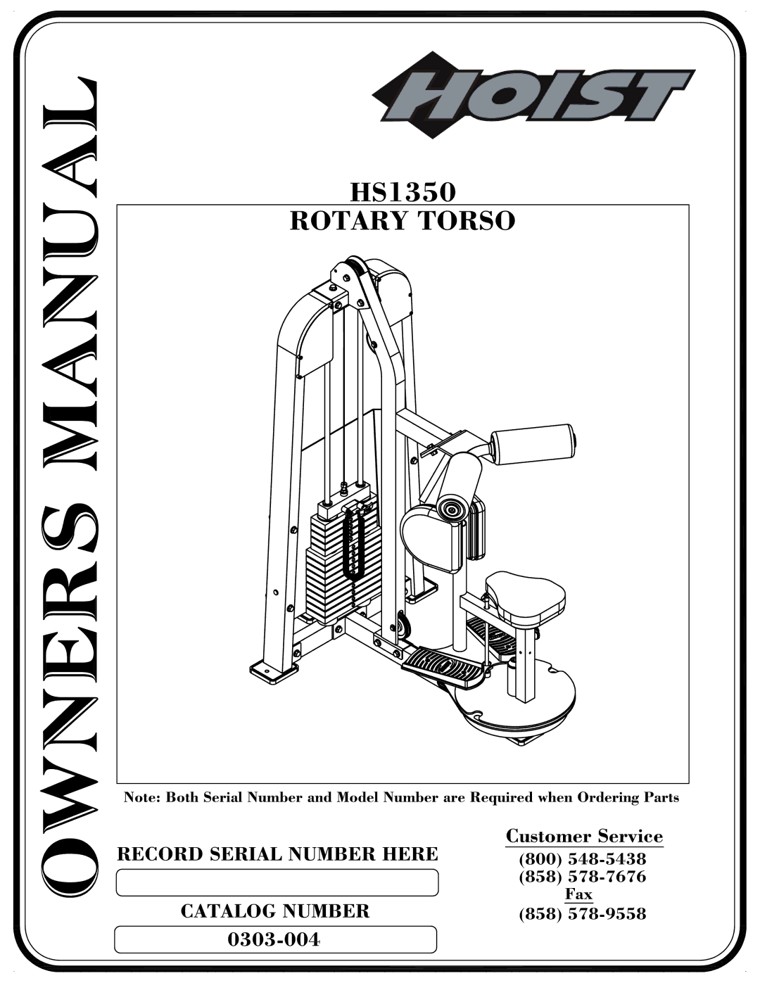 Hoist Fitness HS1350 manual 