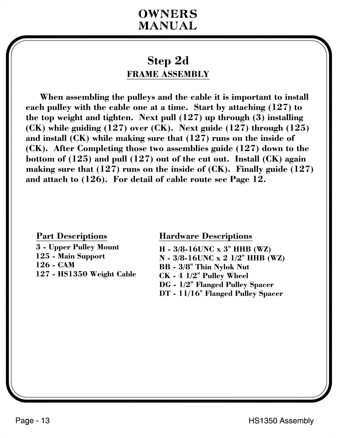 Hoist Fitness HS1350 manual 