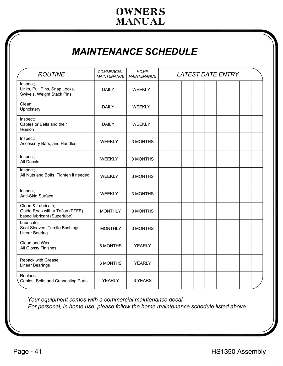 Hoist Fitness HS1350 manual 