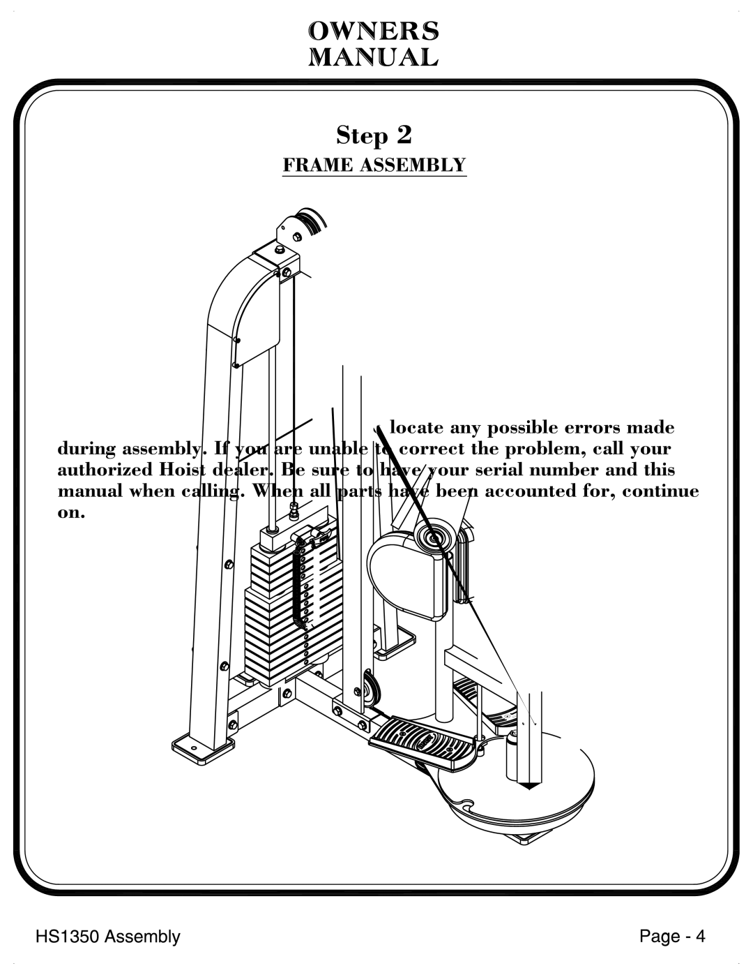 Hoist Fitness HS1350 manual 