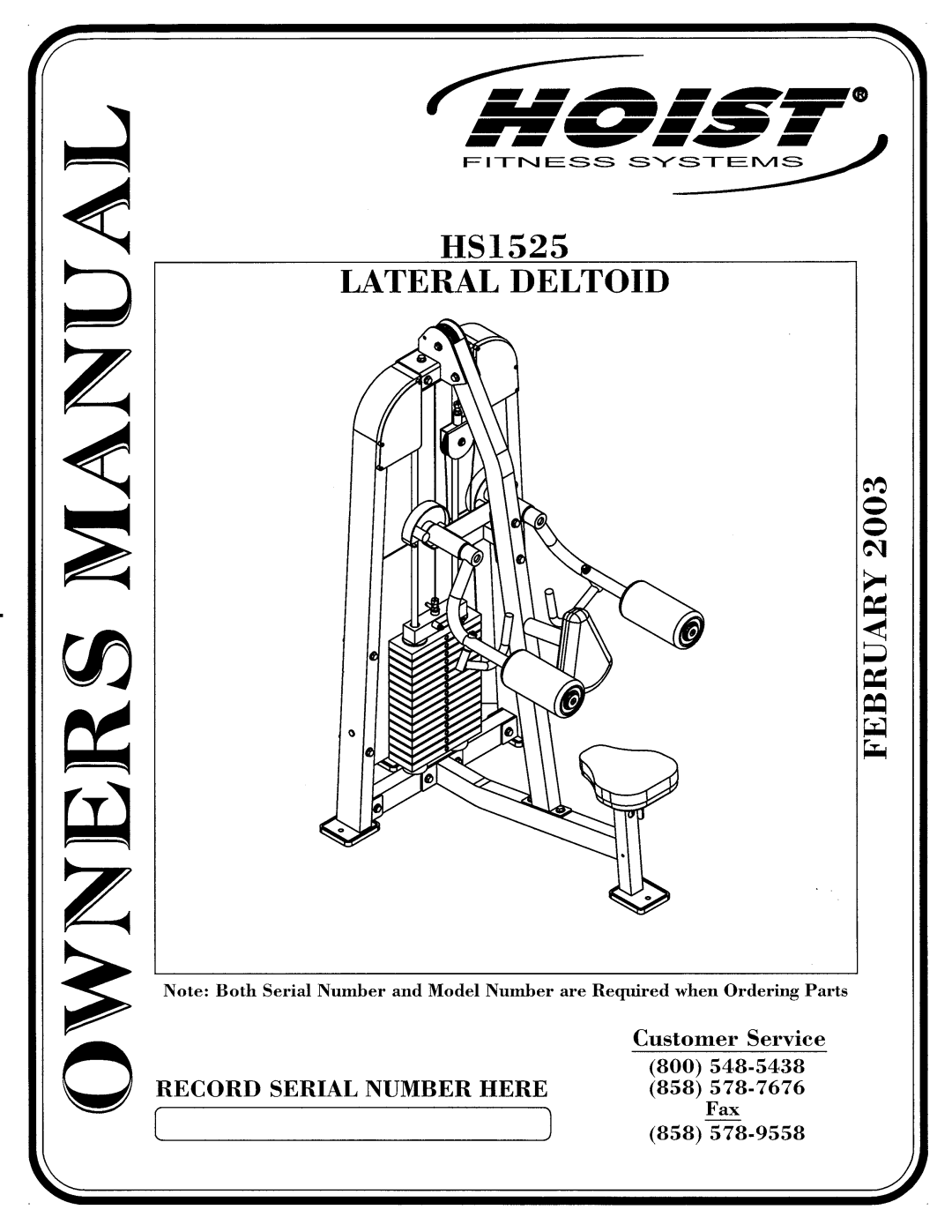 Hoist Fitness HS1525 manual 