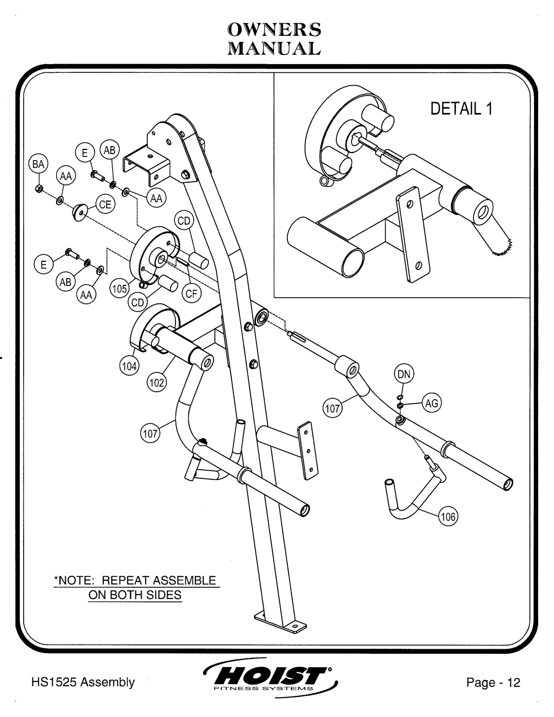 Hoist Fitness HS1525 manual 