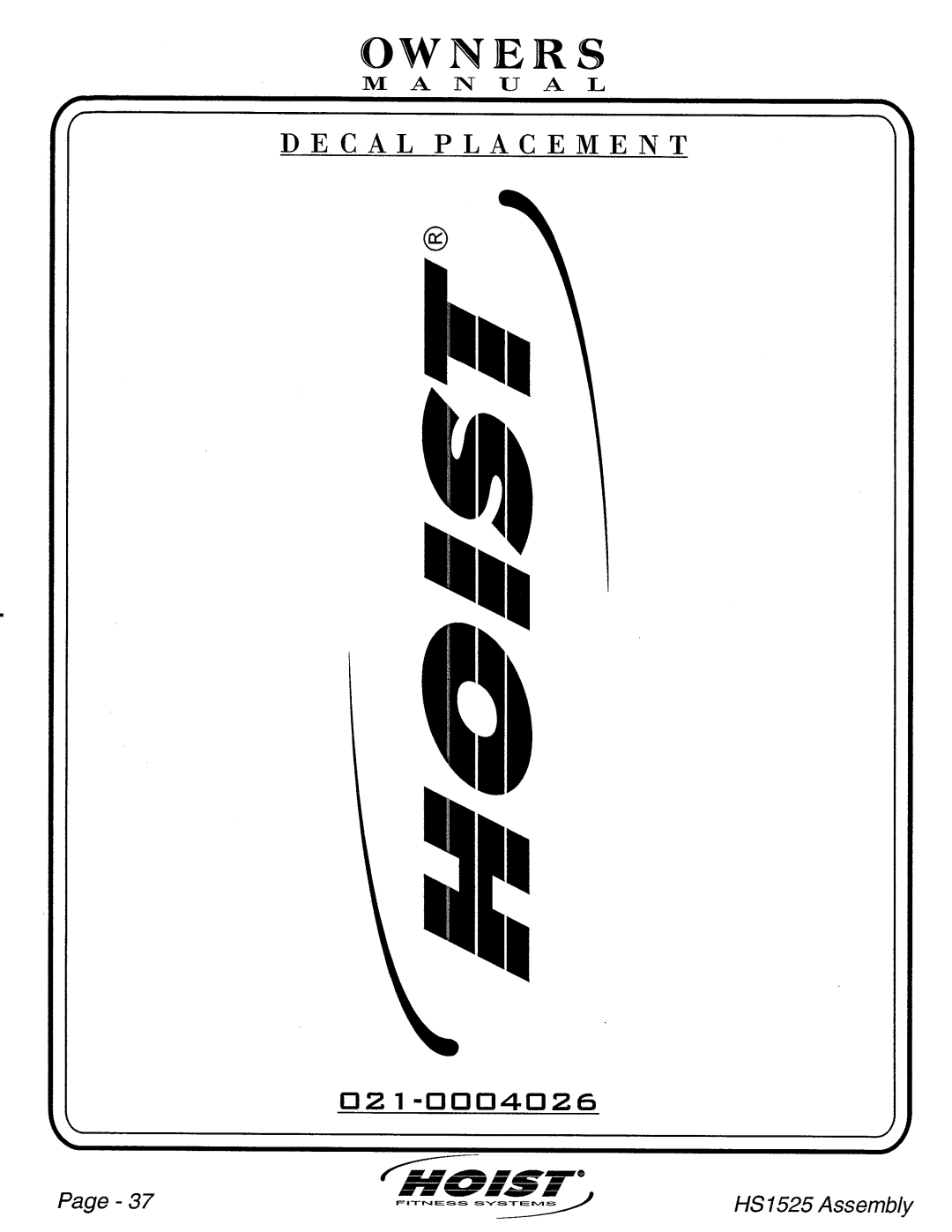 Hoist Fitness HS1525 manual 