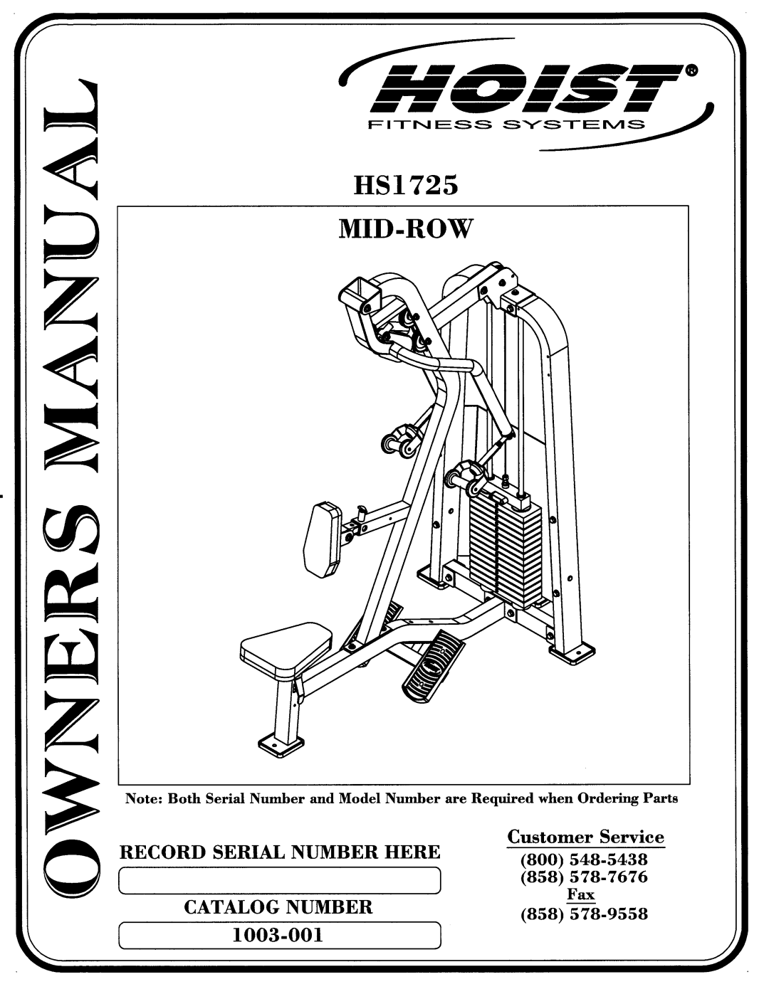 Hoist Fitness HS1725 manual 