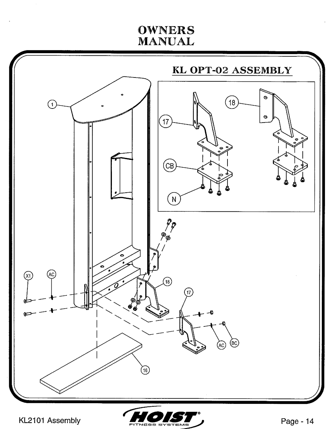 Hoist Fitness KL2101 manual 