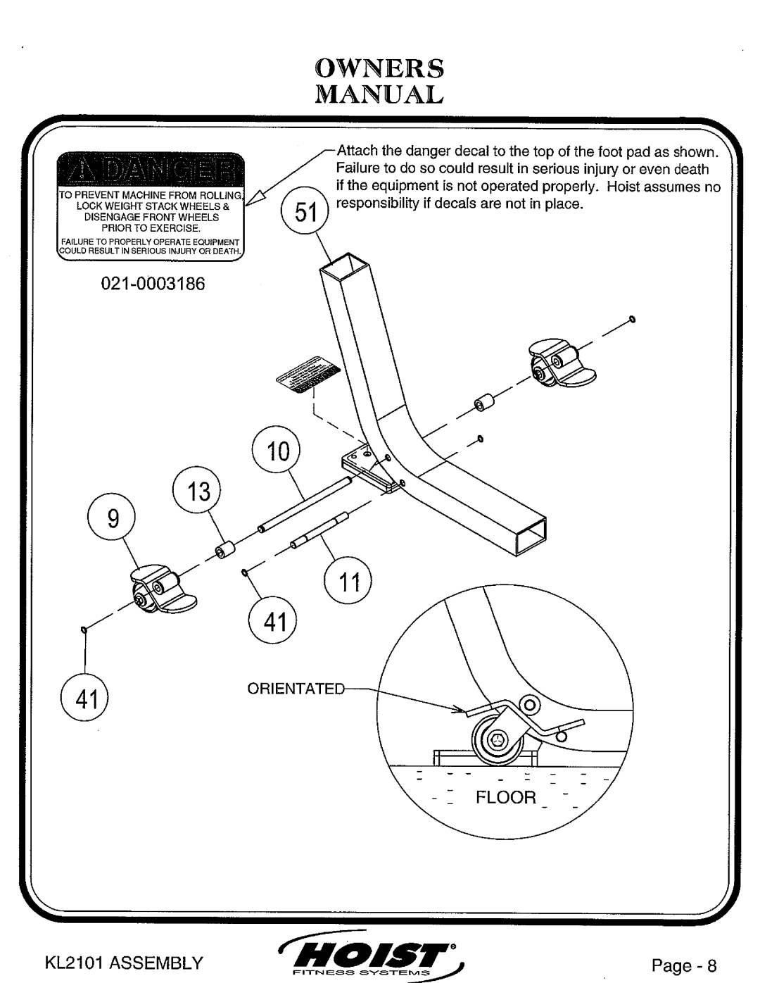 Hoist Fitness KL2101 manual 