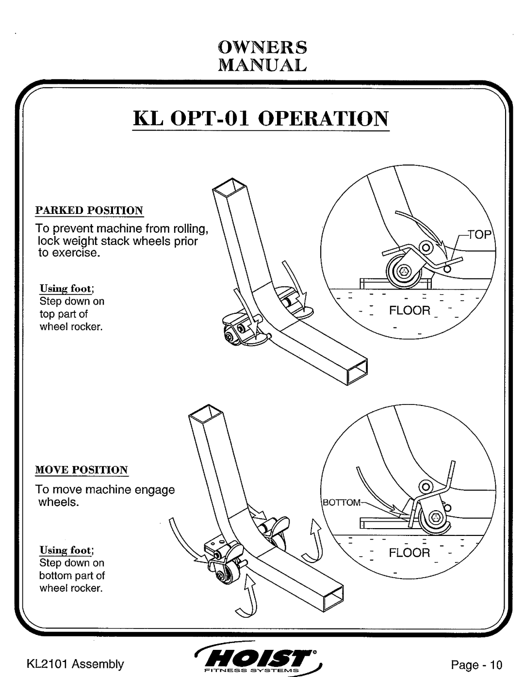 Hoist Fitness KL2101 manual 