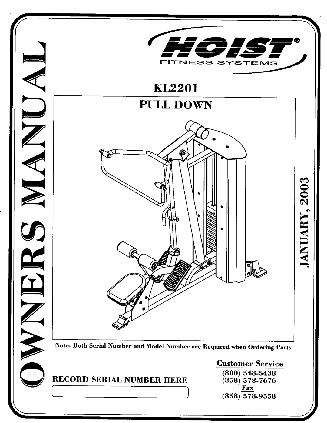 Hoist Fitness KL2201 manual 